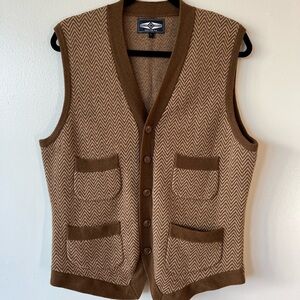 Oversized Brown Wool Vest (100% merino wool)
